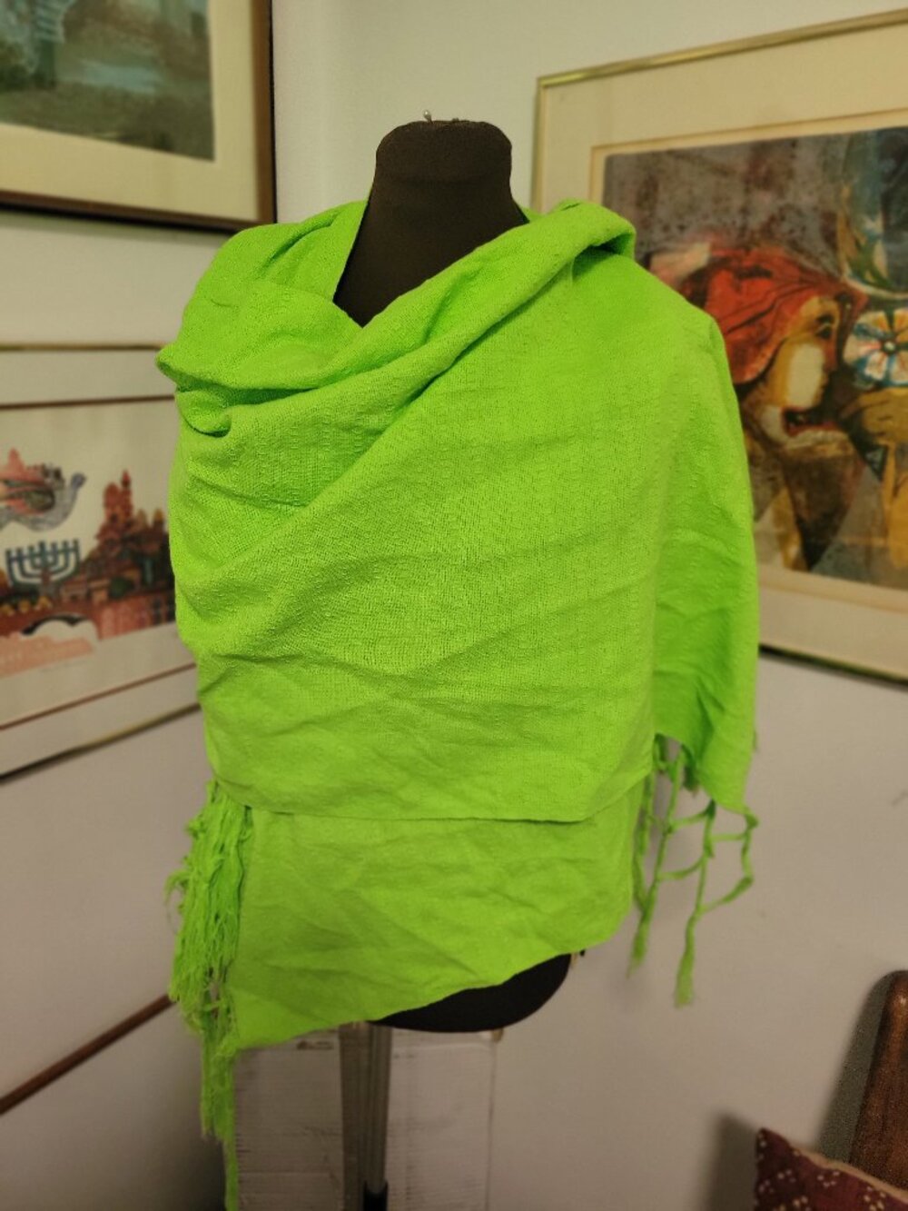 100% Cotton Lime Green Shawl or Sarong for the beach